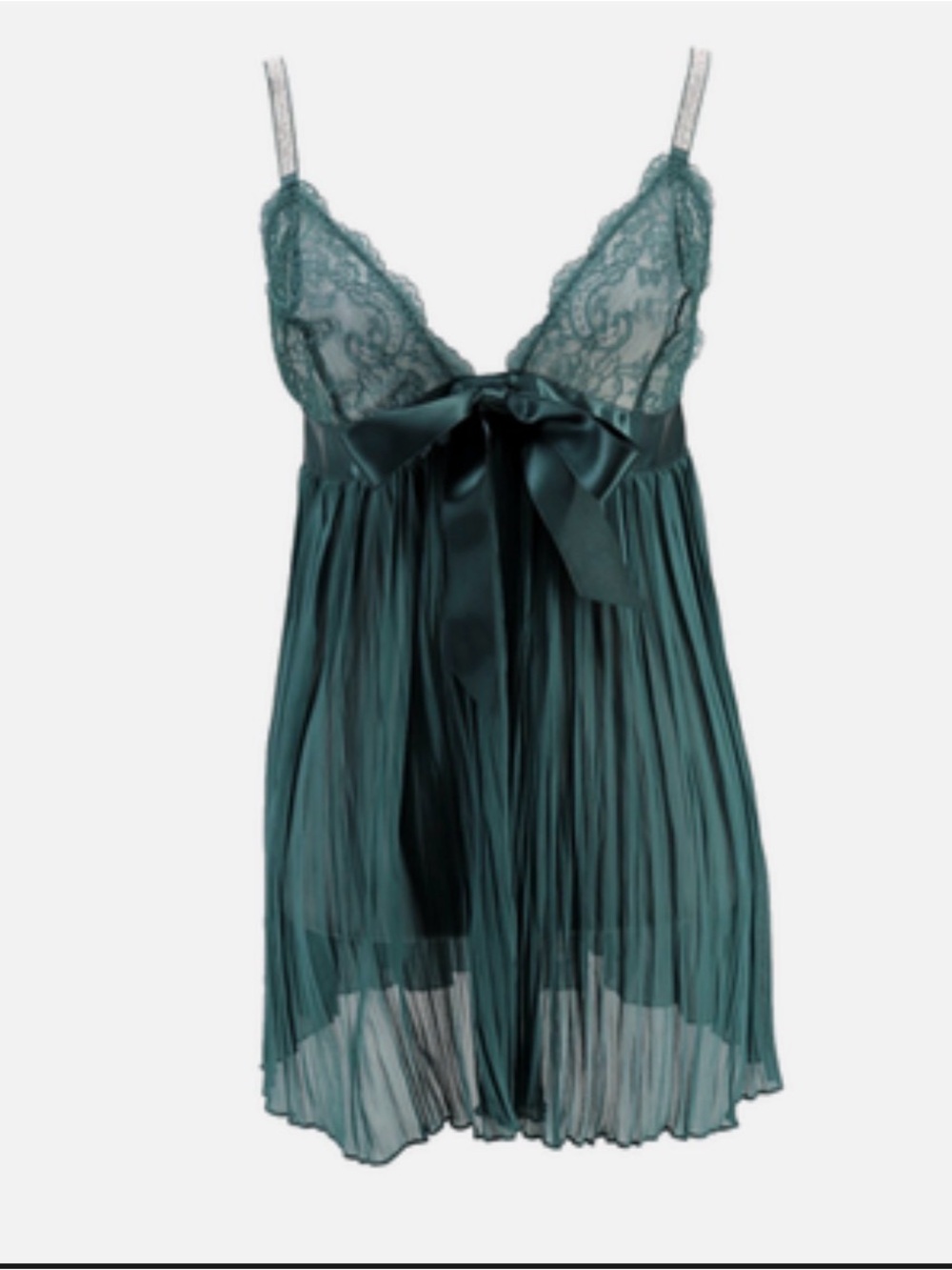 Victoria's Secret Teal Lace & Satin Pleated Babydoll